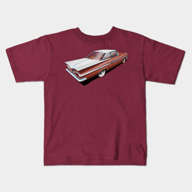 1959 Chevrolet Impala in Coral and White Kids T-Shirt by candcretro